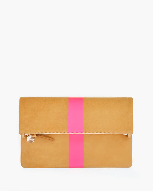 Foldover Clutch W/ Stripe