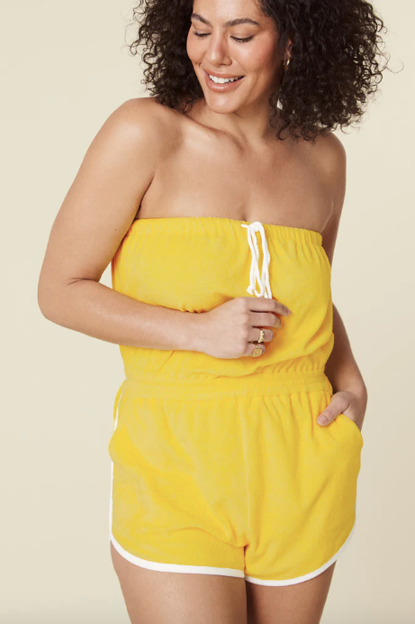 Miami Strapless Romper - Lemon