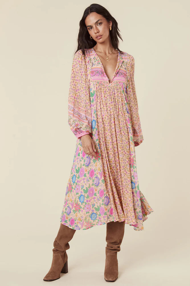 Mossy Patchwork Boho Dress