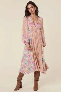 Mossy Patchwork Boho Dress